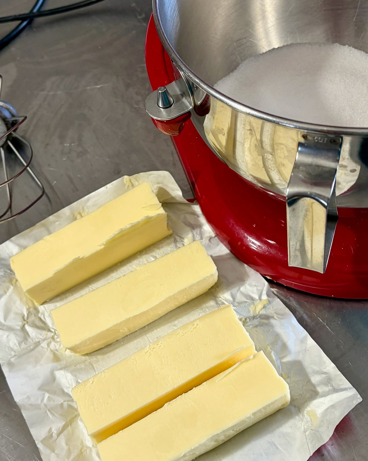 Photo of butter and sugar for ermine cream frosting