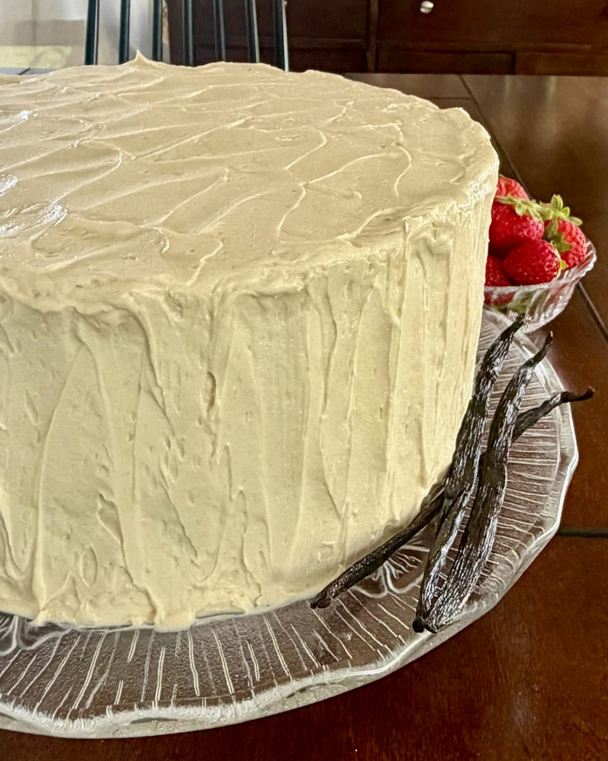 Photo of cake completely covered in Ermine Cream Frosting