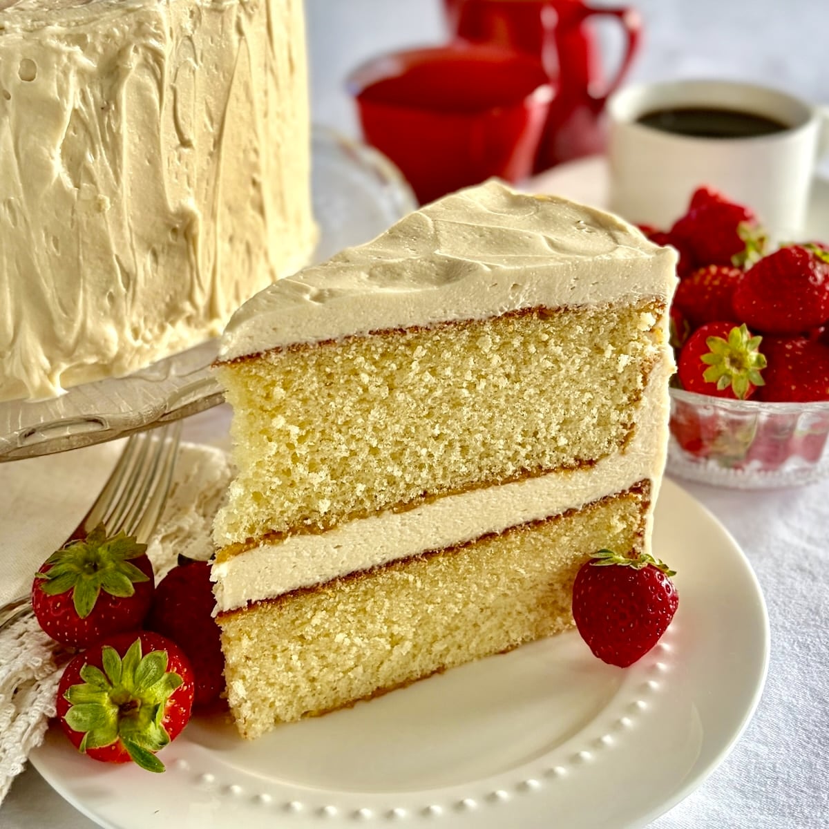 Photo of Vanilla Cloud Cake for google featured image.