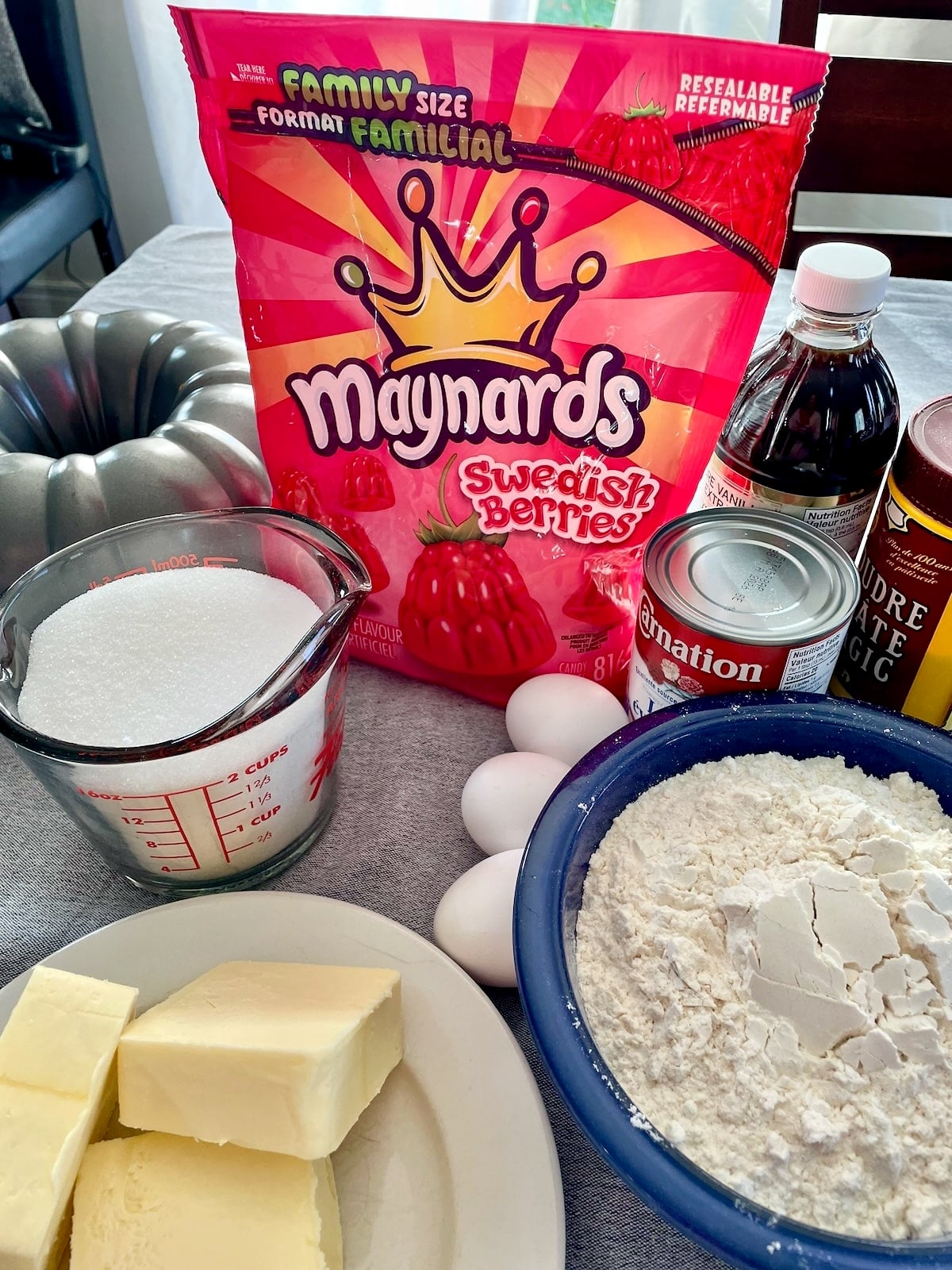 Photo of the ingredients for Swedish Berry Pound Cake.