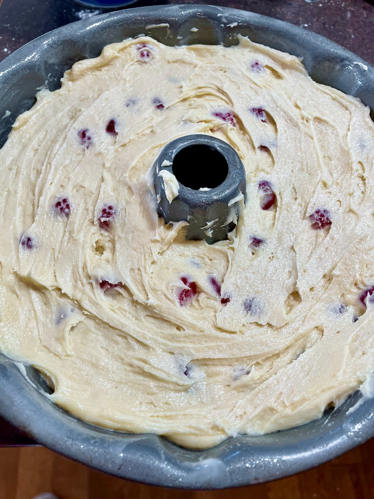 Photo of Swedish Berry Pound Cake, ready for the oven.